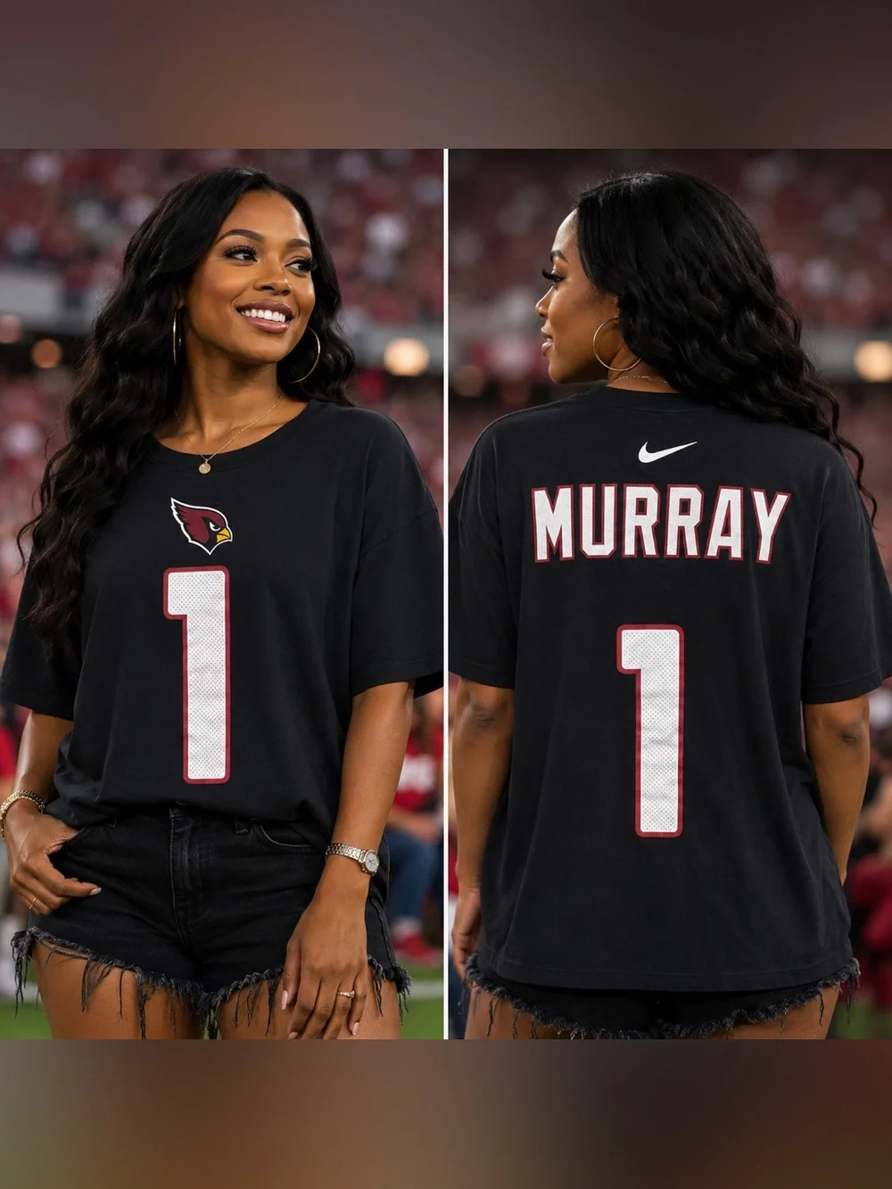 🆕 Nike Kyler Murray #1 Arizona Cardinals NWT Women’s Large Name & Number T-Shirt